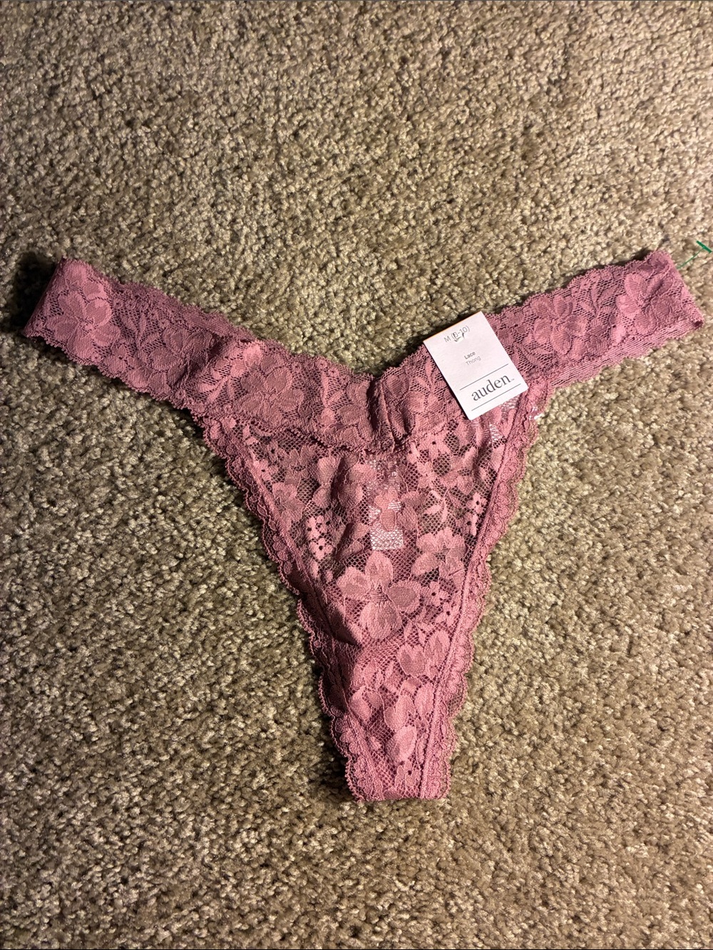Auden Floral Lace Thong in Dusty Rose Pink